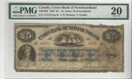 Union Bank of Newfoundland 5 Pound Note From 1883