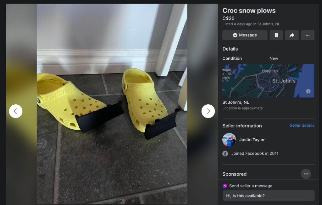 crocs snow plow shoes newfoundland facebook marketplace