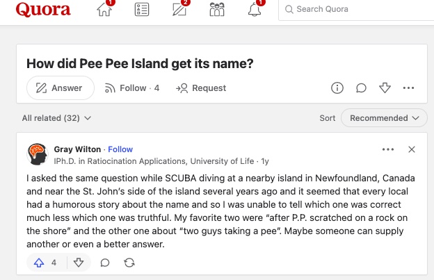 pee pee island nomenclature