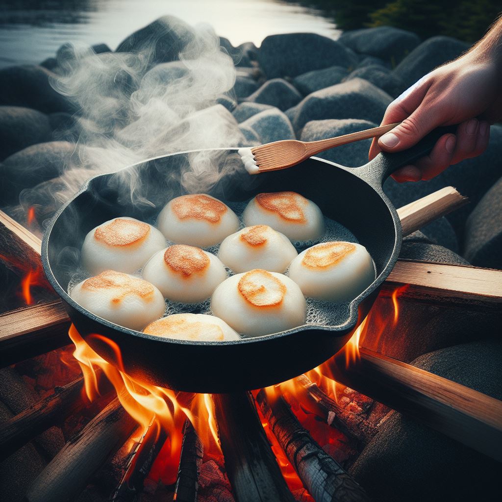 newfoundland toutons comfort food cooking on a campfire